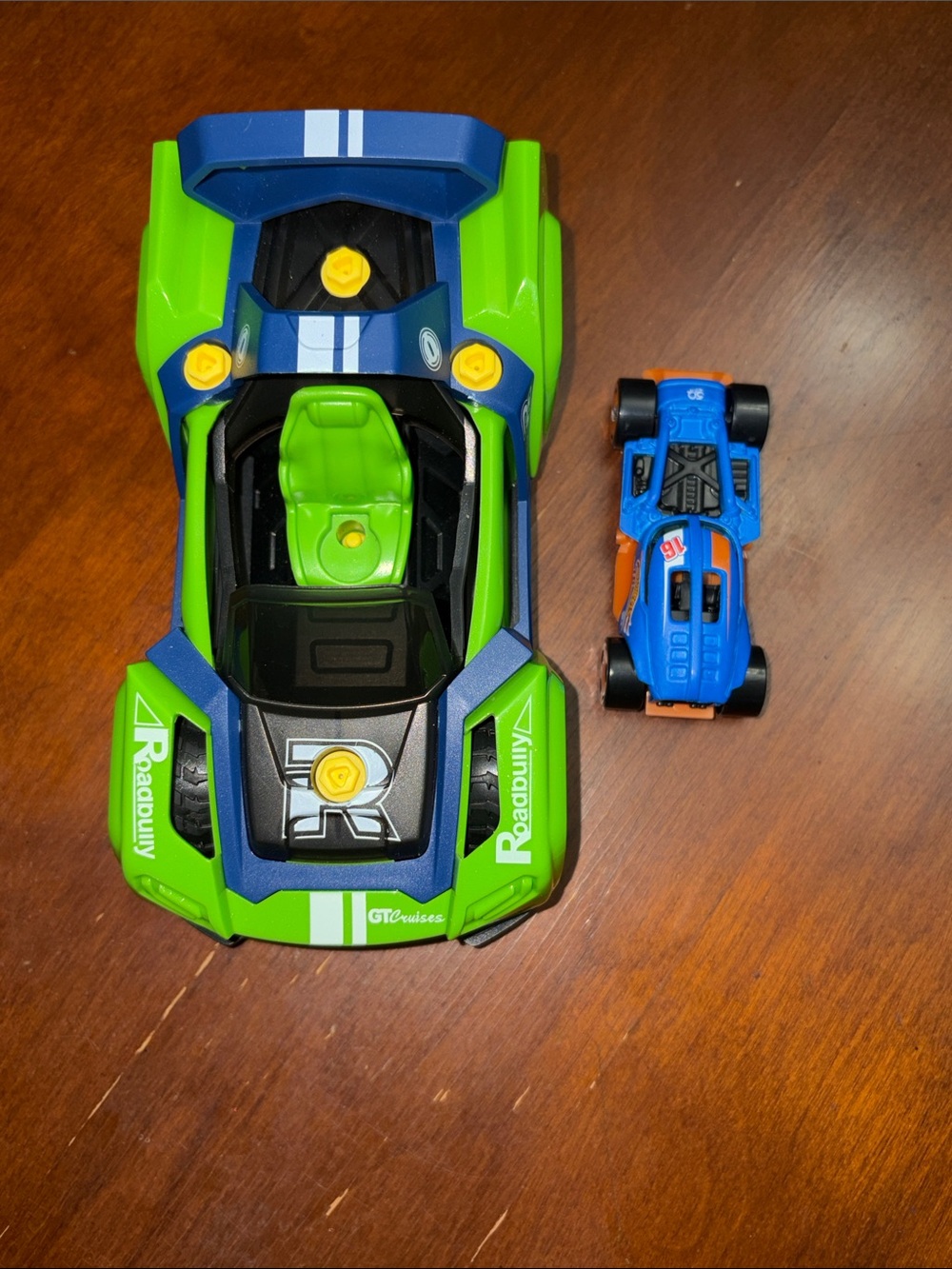 Green & Blue Kids Race Car Toy with Removable Smaller Car - Brand Unspecified